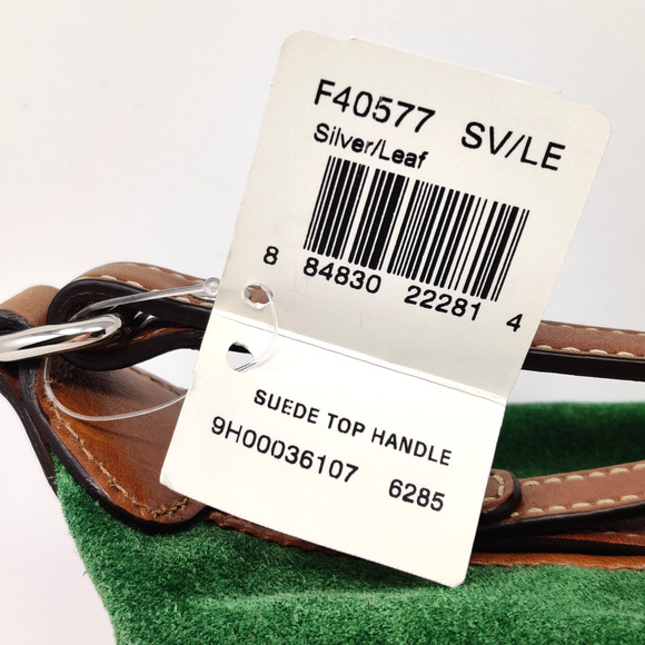 NWT Coach Green Suede Top Handle Mini Purse Small Bag Handbag Silver/Leaf F40577 - Picture 3 of 16